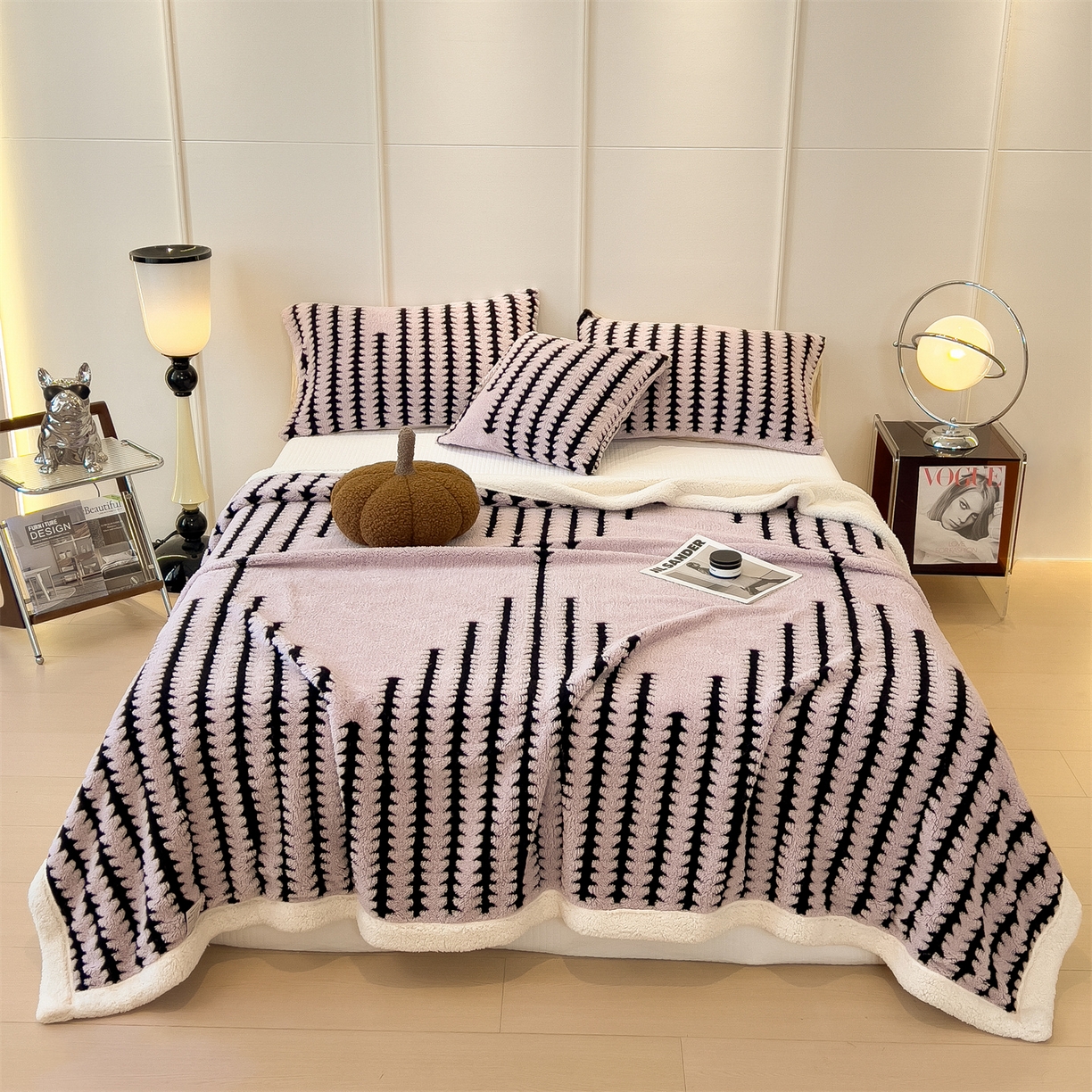 91家纺网 家纺一手货源 找家纺 丝幔家纺 2025新款云杉绒加厚保暖多功能毛毯毯子 杉影毯 粉