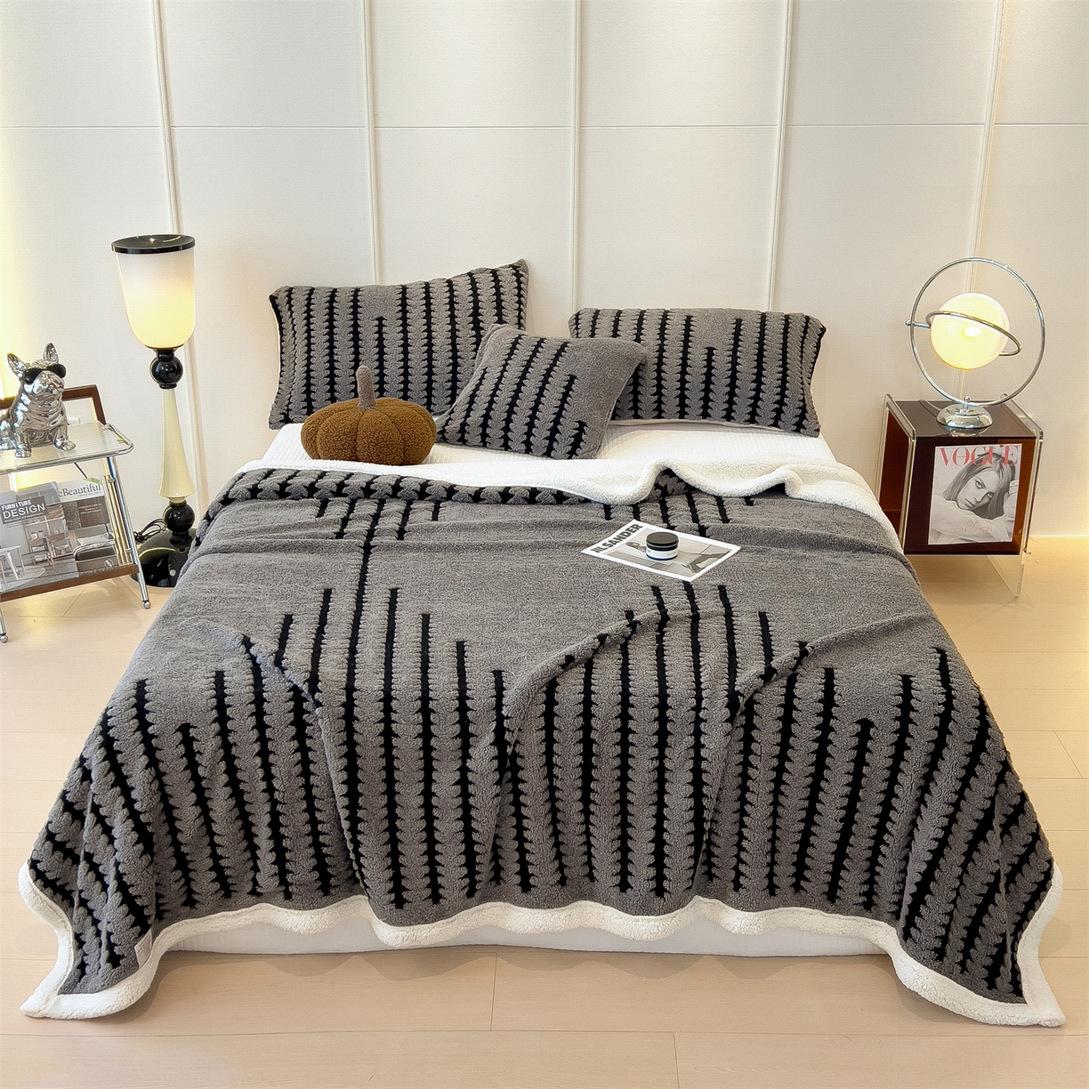 91家纺网 家纺一手货源 找家纺 丝幔家纺 2025新款云杉绒加厚保暖多功能毛毯毯子 杉影毯 深灰