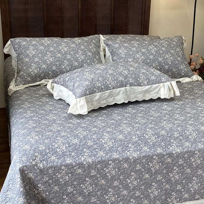91家纺网 家纺一手货源 找家纺 奈萝家纺 2025新款13372全棉法式大花边床盖被套四件套 塞纳河畔