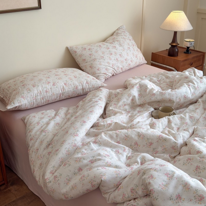 91家纺网 家纺一手货源 找家纺 （总）亿梵家居 2025新款A类母婴级有氧纯棉印花双面全棉双层纱四件套-床拍图