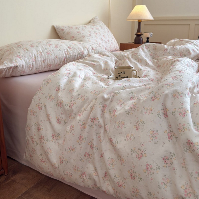 91家纺网 家纺一手货源 找家纺 （总）亿梵家居 2025新款A类母婴级有氧纯棉印花双面全棉双层纱四件套-床拍图