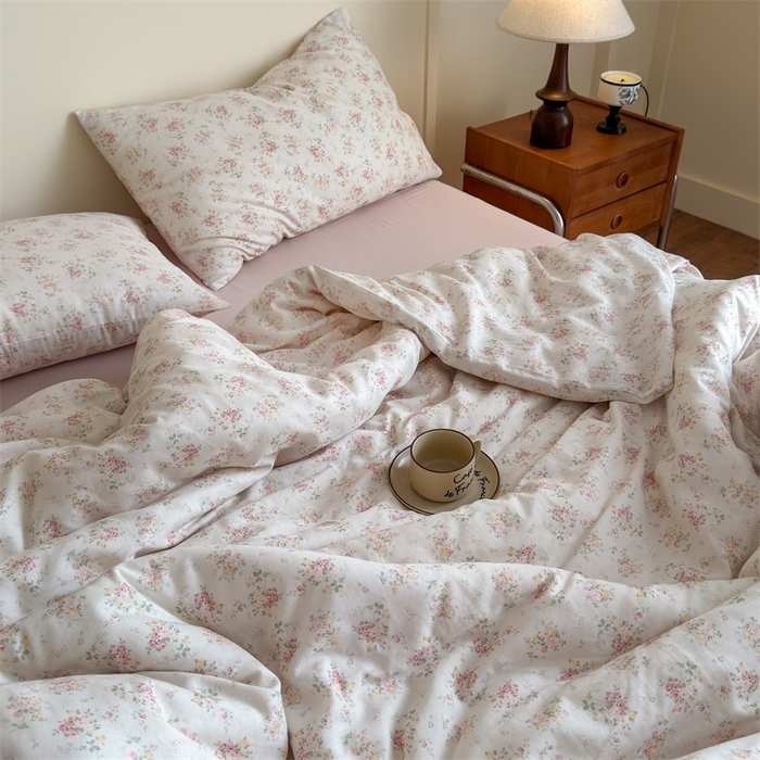 91家纺网 家纺一手货源 找家纺 （总）亿梵家居 2025新款A类母婴级有氧纯棉印花双面全棉双层纱四件套-床拍图