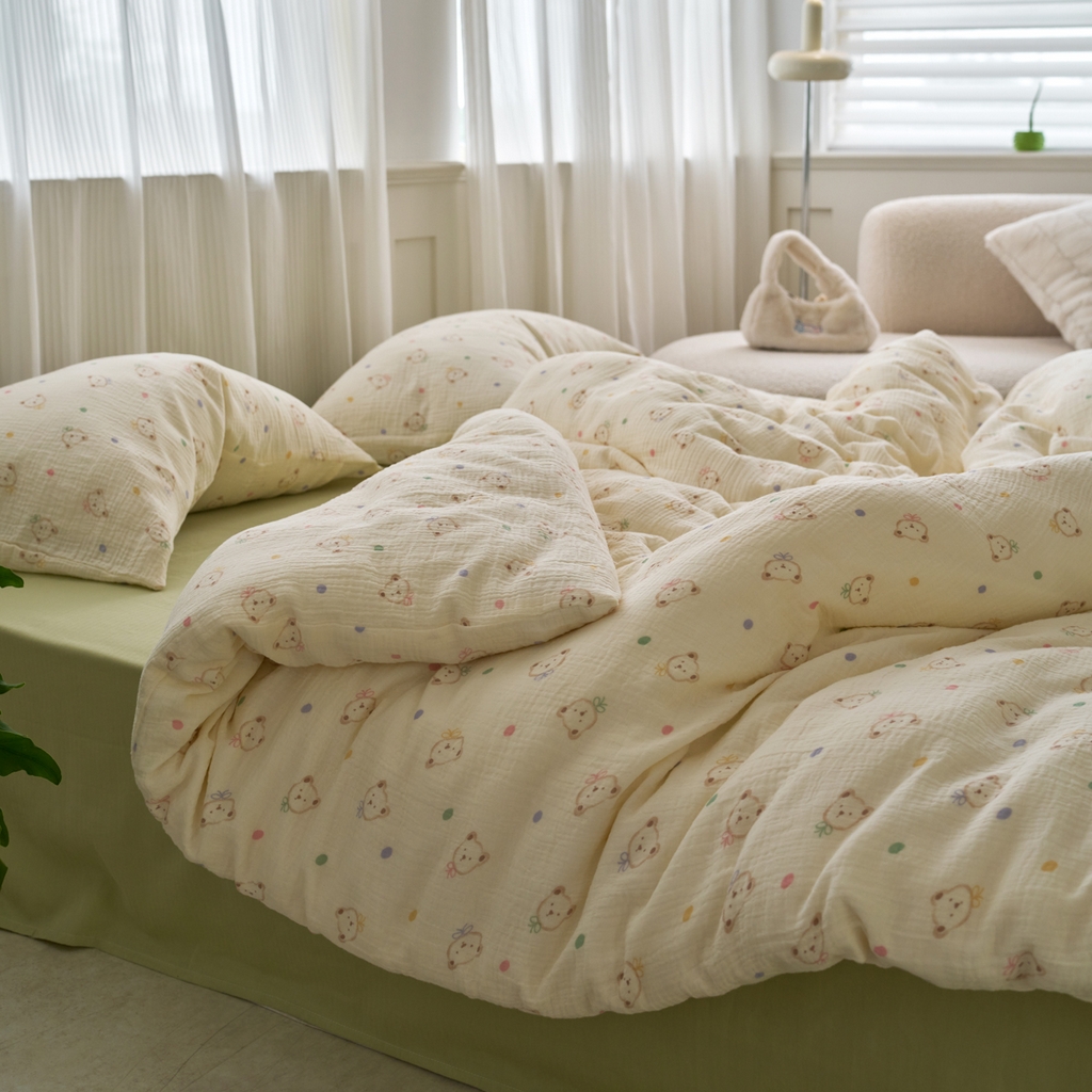 91家纺网 家纺一手货源 找家纺 （总）洋铭区（原狠狠爱） 2025新款皱皱纱A类全棉人字纹四件套系列