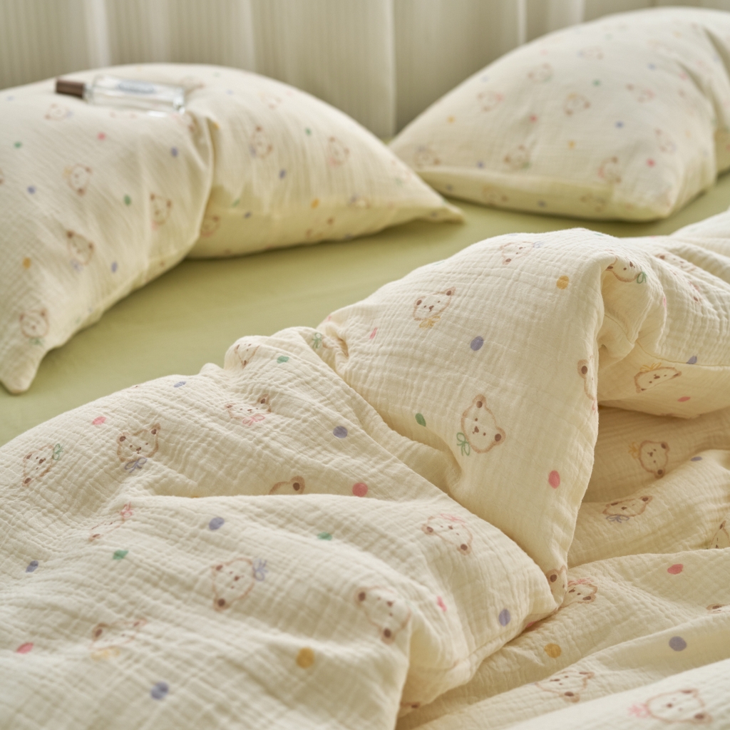 91家纺网 家纺一手货源 找家纺 （总）洋铭区（原狠狠爱） 2025新款皱皱纱A类全棉人字纹四件套系列