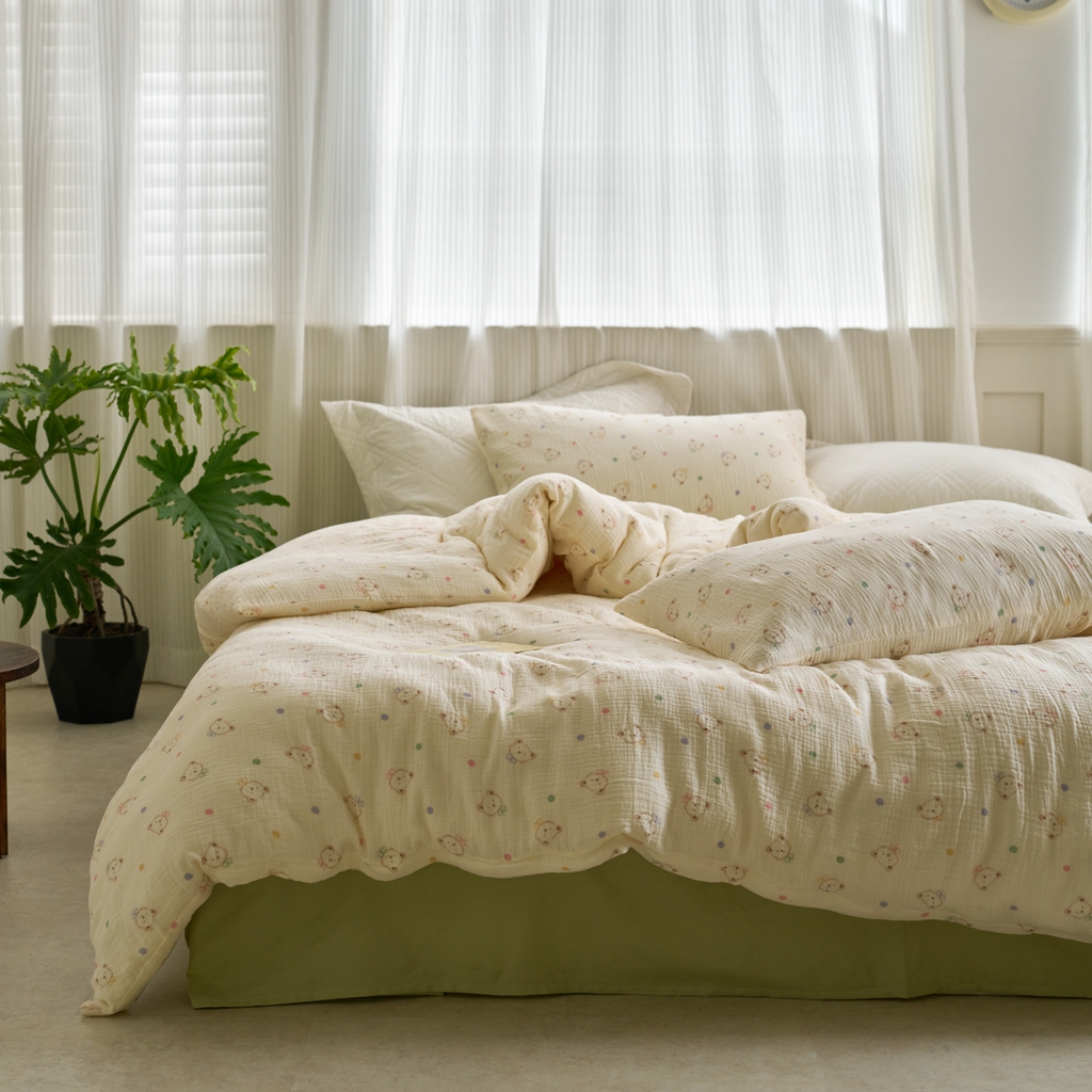 91家纺网 家纺一手货源 找家纺 （总）洋铭区（原狠狠爱） 2025新款皱皱纱A类全棉人字纹四件套系列