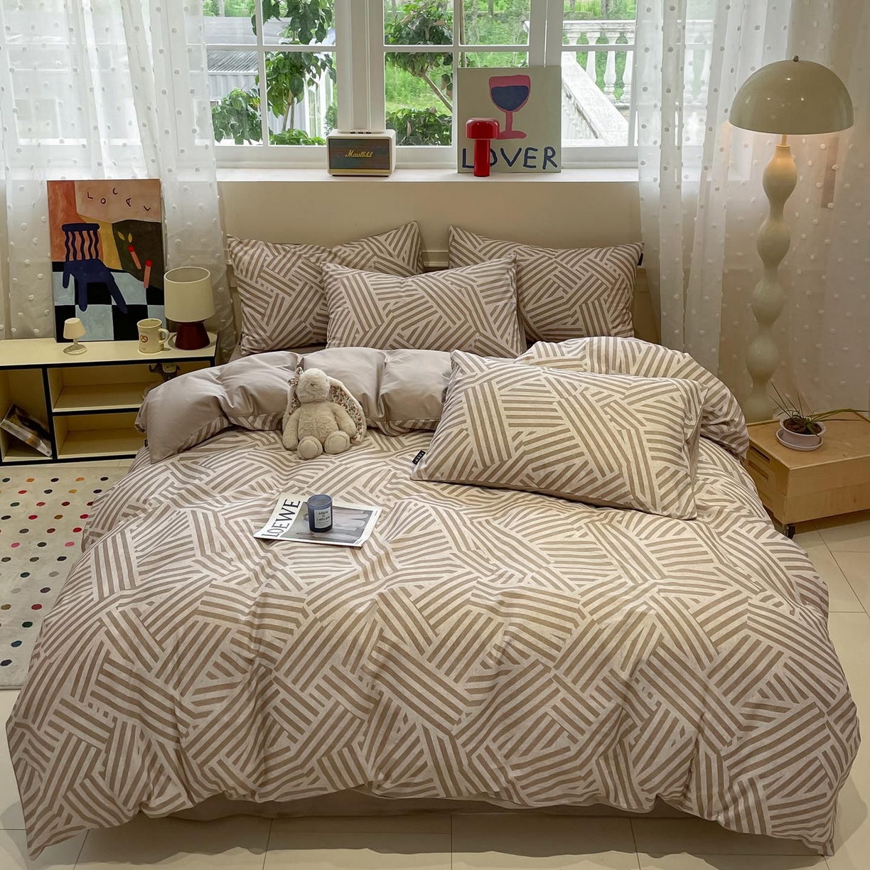 91家纺网 家纺一手货源 找家纺 涵宸家纺 2025新款全棉简约款四件套 艺术图