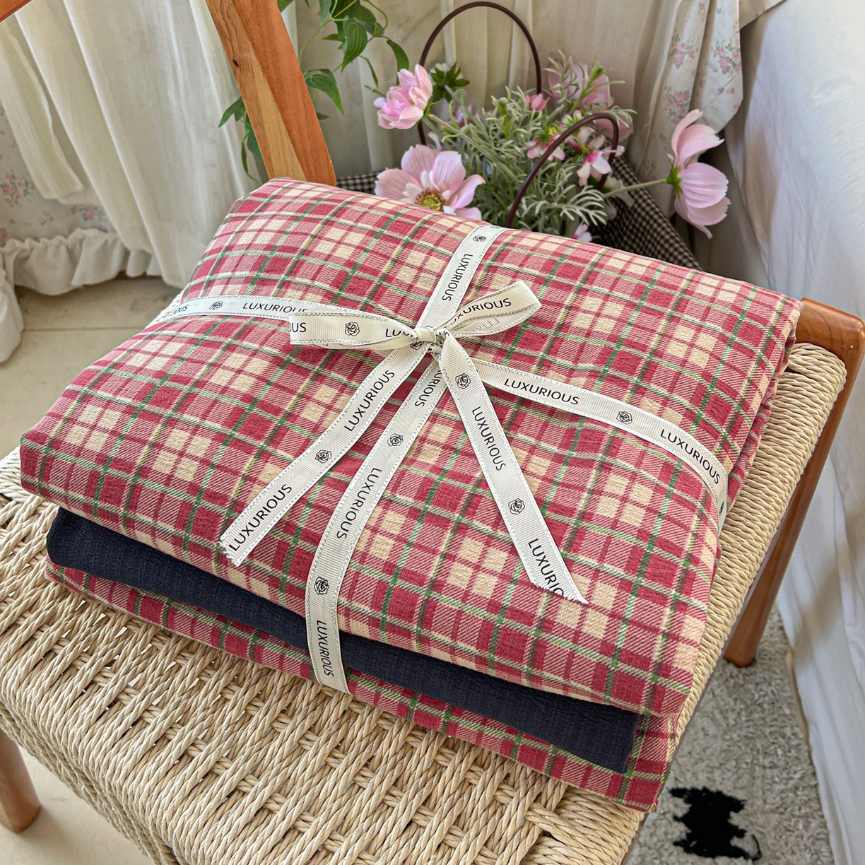 91家纺网 家纺一手货源 找家纺 （总）水木坊 2025新款A云感双层纱四件套-浪漫