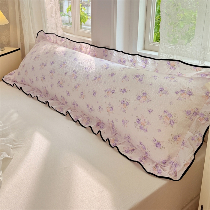 91家纺网 家纺一手货源 找家纺 （总）梦舒羽 2025新款云感双层纱双人花边枕套情侣双人1.5m枕芯套1.8床枕头套