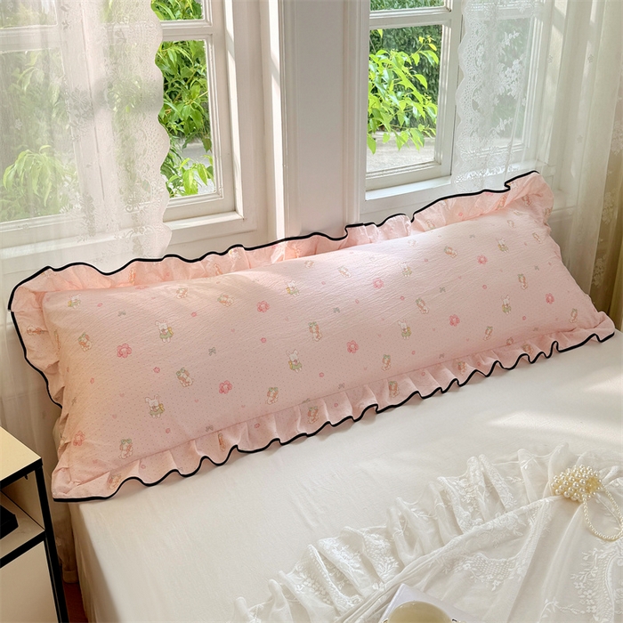 91家纺网 家纺一手货源 找家纺 （总）梦舒羽 2025新款云感双层纱双人花边枕套情侣双人1.5m枕芯套1.8床枕头套