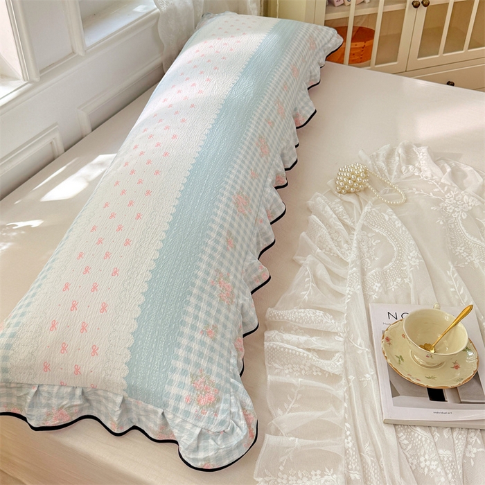 91家纺网 家纺一手货源 找家纺 梦舒羽 2025新款云感双层纱双人花边枕套情侣双人1.5m枕芯套1.8床枕头套 浮生若梦