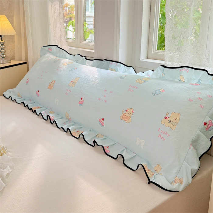 91家纺网 家纺一手货源 找家纺 （总）梦舒羽 2025新款云感双层纱双人花边枕套情侣双人1.5m枕芯套1.8床枕头套