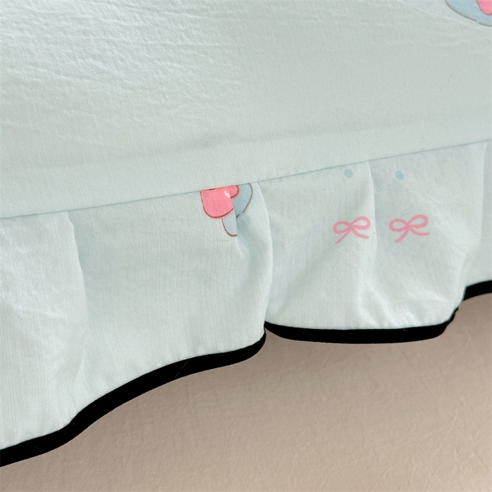 91家纺网 家纺一手货源 找家纺 梦舒羽 2025新款云感双层纱双人花边枕套情侣双人1.5m枕芯套1.8床枕头套 甜心小狗