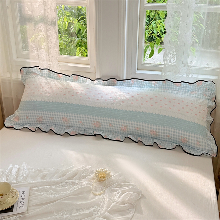 91家纺网 家纺一手货源 找家纺 梦舒羽 2025新款云感双层纱双人花边枕套情侣双人1.5m枕芯套1.8床枕头套 浮生若梦