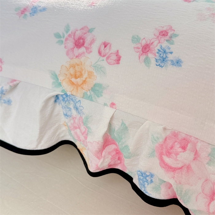 91家纺网 家纺一手货源 找家纺 梦舒羽 2025新款云感双层纱双人花边枕套情侣双人1.5m枕芯套1.8床枕头套 朝花夕拾