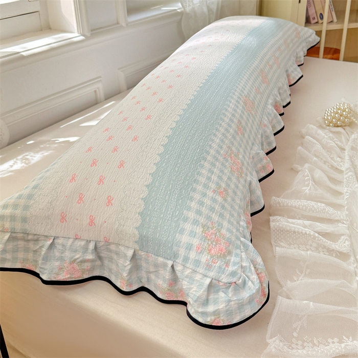 91家纺网 家纺一手货源 找家纺 梦舒羽 2025新款云感双层纱双人花边枕套情侣双人1.5m枕芯套1.8床枕头套 浮生若梦