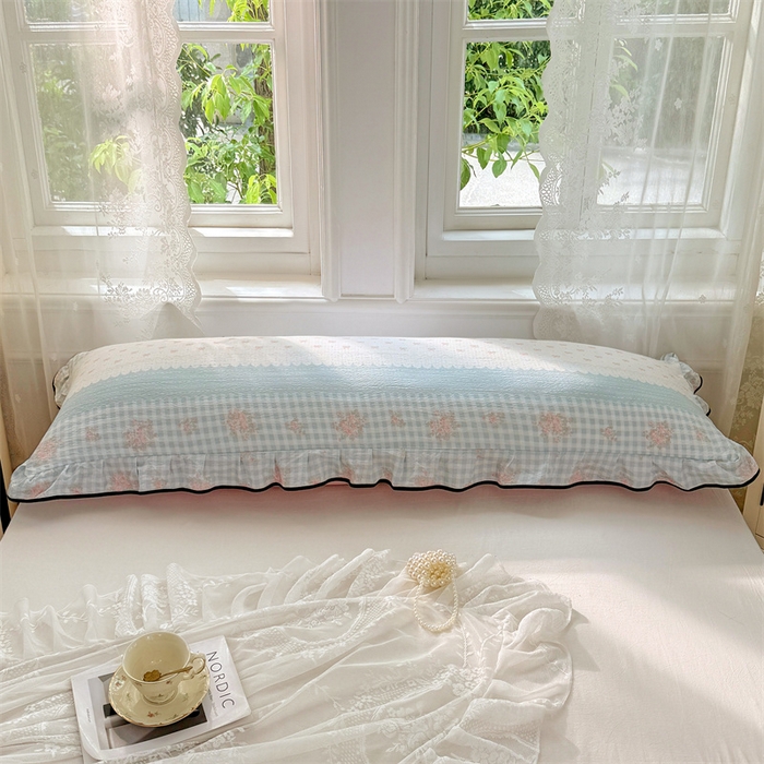 91家纺网 家纺一手货源 找家纺 梦舒羽 2025新款云感双层纱双人花边枕套情侣双人1.5m枕芯套1.8床枕头套 浮生若梦