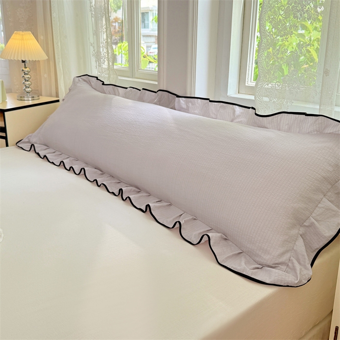 91家纺网 家纺一手货源 找家纺 （总）梦舒羽 2025新款云感双层纱双人花边枕套情侣双人1.5m枕芯套1.8床枕头套