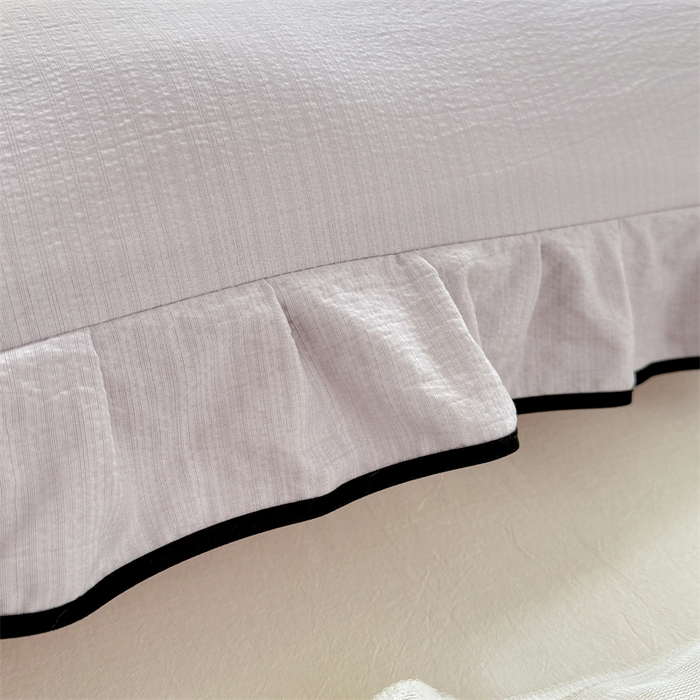 91家纺网 家纺一手货源 找家纺 梦舒羽 2025新款云感双层纱双人花边枕套情侣双人1.5m枕芯套1.8床枕头套 梦境灰