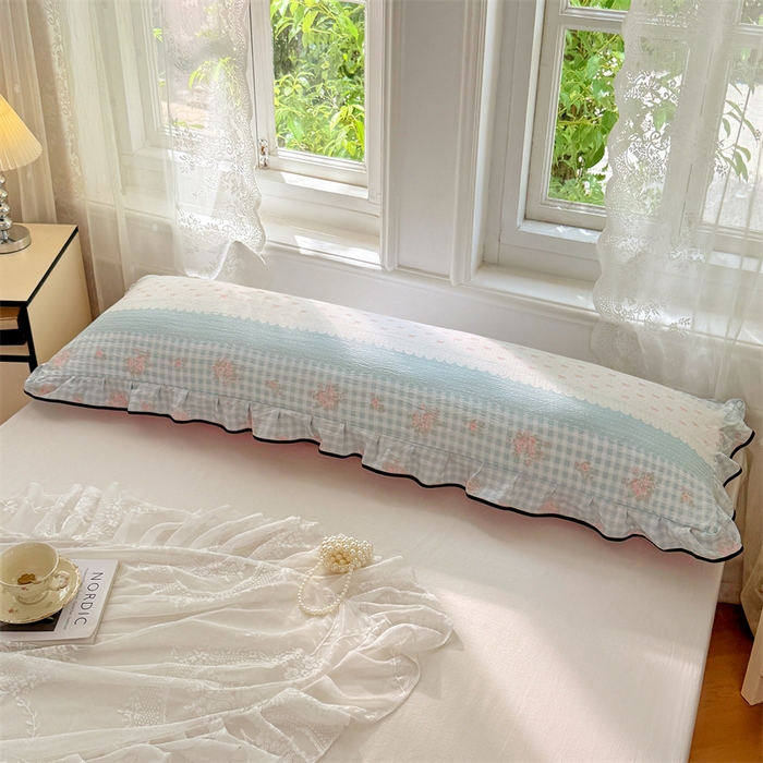 91家纺网 家纺一手货源 找家纺 梦舒羽 2025新款云感双层纱双人花边枕套情侣双人1.5m枕芯套1.8床枕头套 浮生若梦