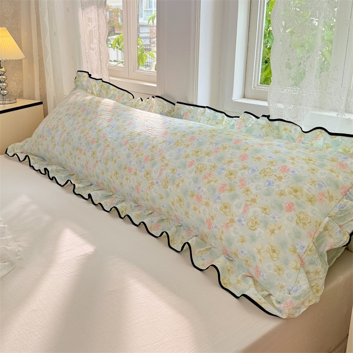 91家纺网 家纺一手货源 找家纺 （总）梦舒羽 2025新款云感双层纱双人花边枕套情侣双人1.5m枕芯套1.8床枕头套