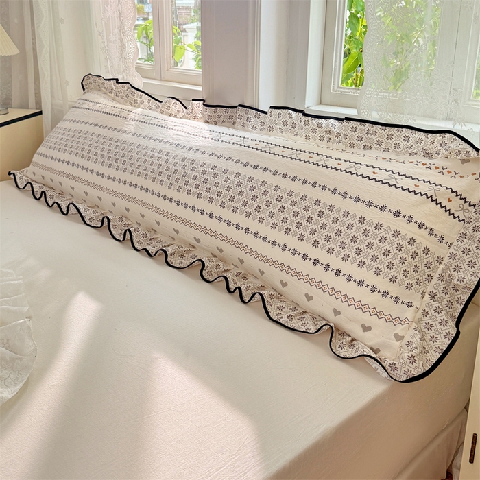 梦舒羽 2025新款云感双层纱双人花边枕套情侣双人1.5m枕芯套1.8床枕头套 遇见浪漫