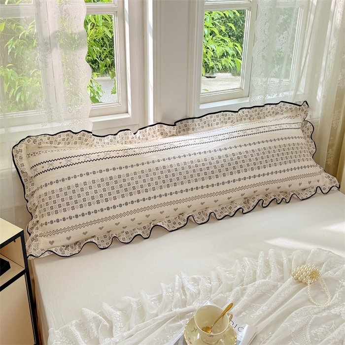 91家纺网 家纺一手货源 找家纺 梦舒羽 2025新款云感双层纱双人花边枕套情侣双人1.5m枕芯套1.8床枕头套 遇见浪漫