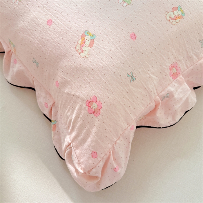 91家纺网 家纺一手货源 找家纺 （总）梦舒羽 2025新款云感双层纱花边枕套宿舍学生48x74一对枕芯内胆套