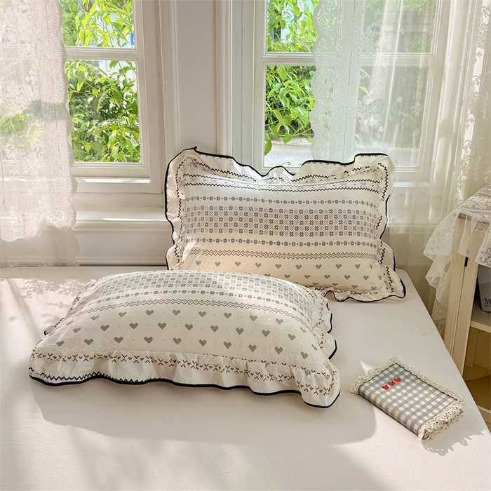 91家纺网 家纺一手货源 找家纺 （总）梦舒羽 2025新款云感双层纱花边枕套宿舍学生48x74一对枕芯内胆套