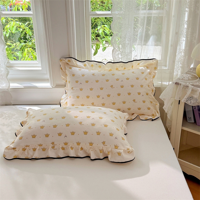 91家纺网 家纺一手货源 找家纺 （总）梦舒羽 2025新款云感双层纱花边枕套宿舍学生48x74一对枕芯内胆套