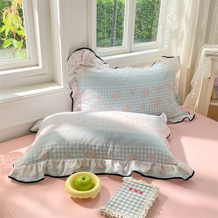 梦舒羽 2025新款云感双层纱花边枕套宿舍学生48x74一对枕芯内胆套 浮生若梦