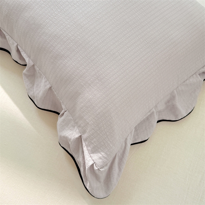 91家纺网 家纺一手货源 找家纺 梦舒羽 2025新款云感双层纱花边枕套宿舍学生48x74一对枕芯内胆套 梦境灰