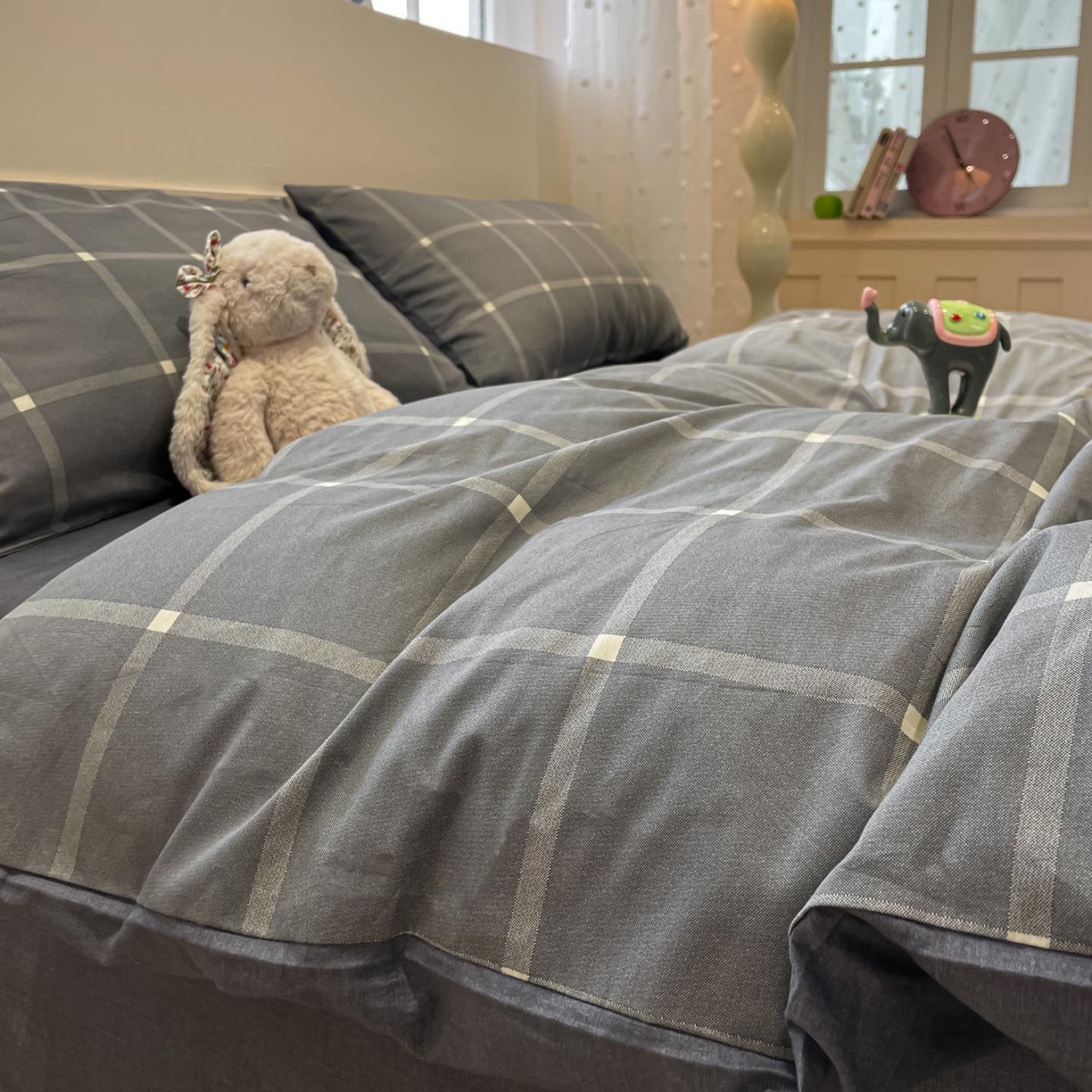 91家纺网 家纺一手货源 找家纺 涵宸家纺 2025新款全棉简约款四件套 麦田-灰