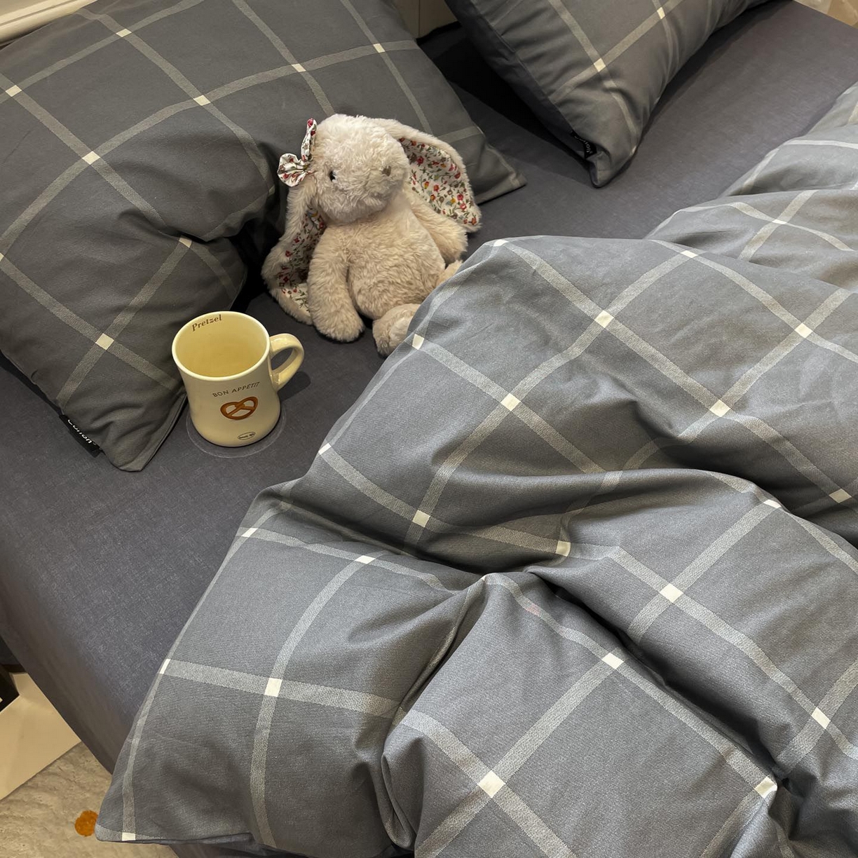 91家纺网 家纺一手货源 找家纺 涵宸家纺 2025新款全棉简约款四件套 麦田-灰