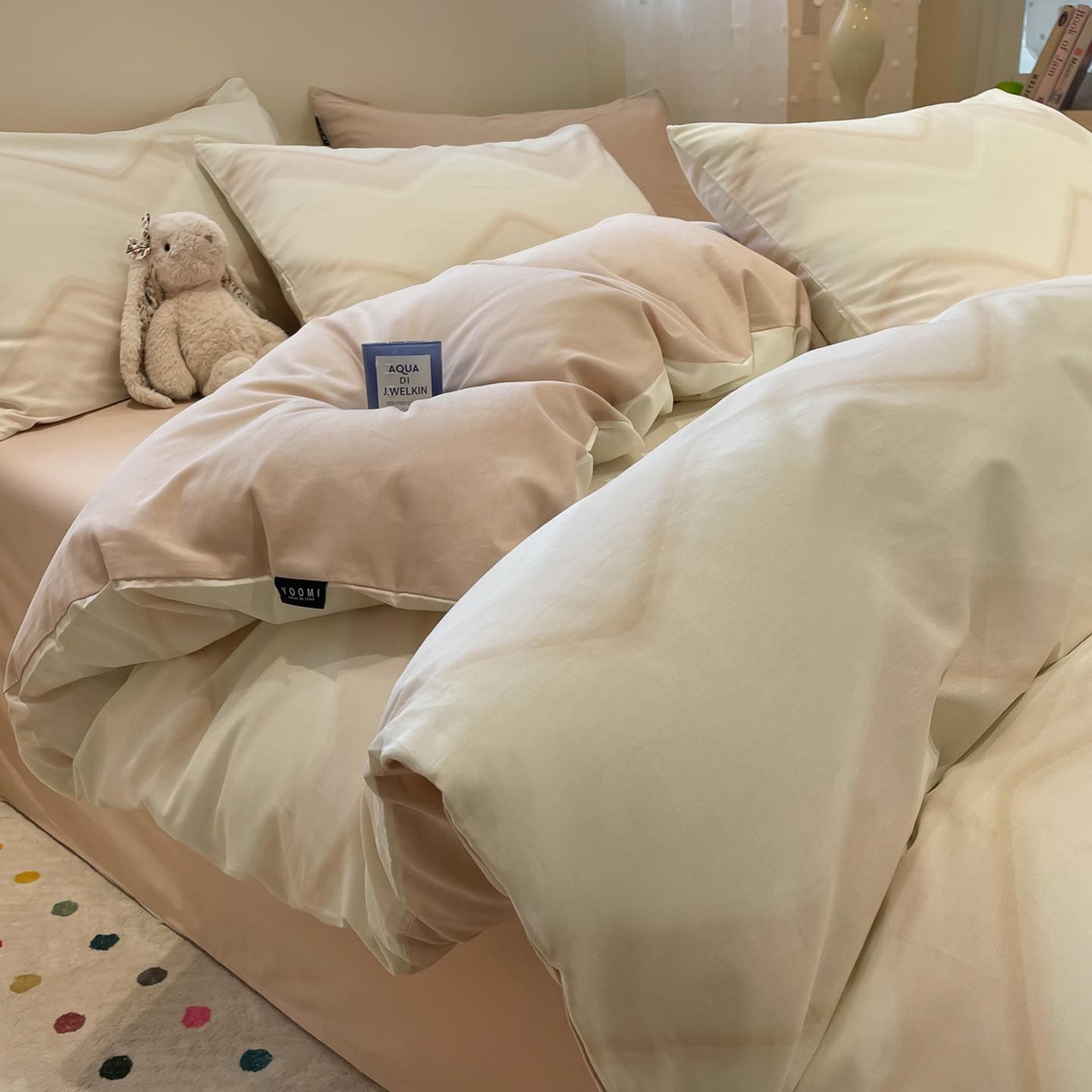 91家纺网 家纺一手货源 找家纺 涵宸家纺 2025新款全棉简约款四件套 摩卡