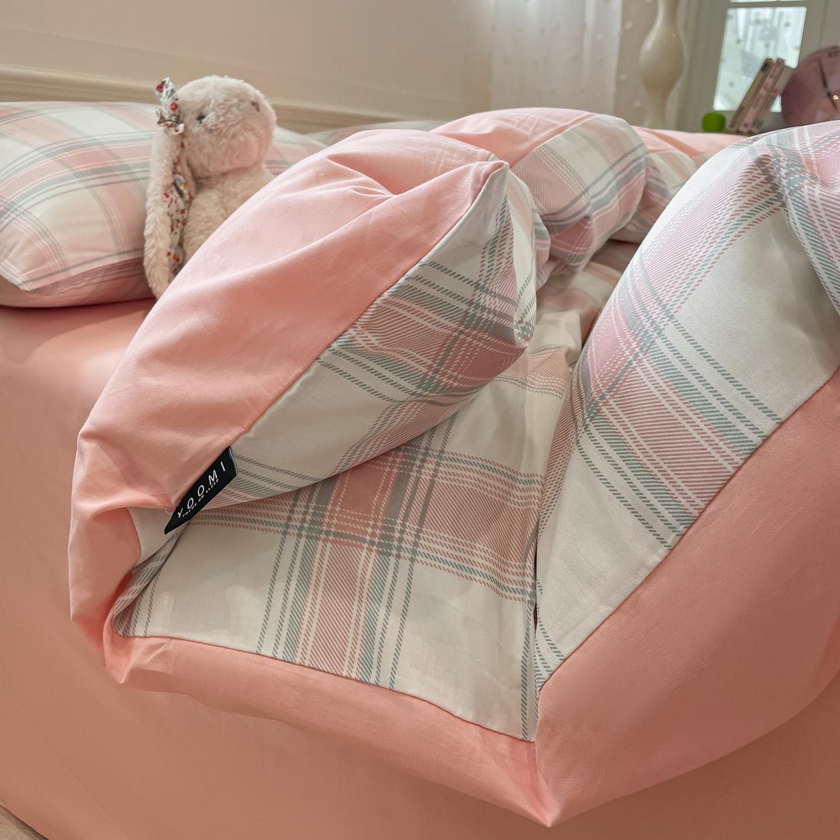 91家纺网 家纺一手货源 找家纺 涵宸家纺 2025新款全棉简约款四件套 莫妮粉