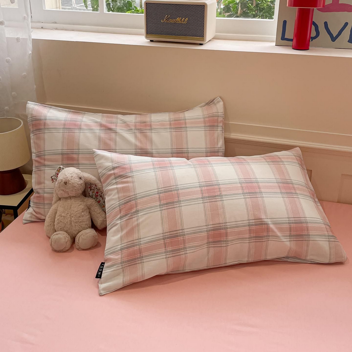 91家纺网 家纺一手货源 找家纺 涵宸家纺 2025新款全棉简约款四件套 莫妮粉