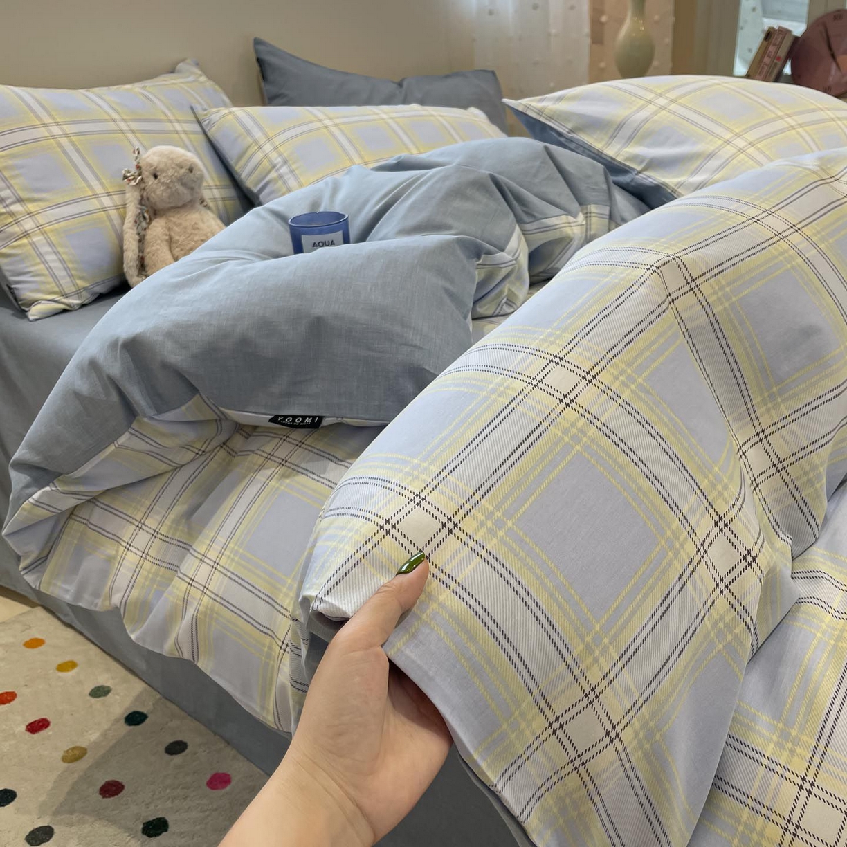 91家纺网 家纺一手货源 找家纺 涵宸家纺 2025新款全棉简约款四件套 莫妮兰