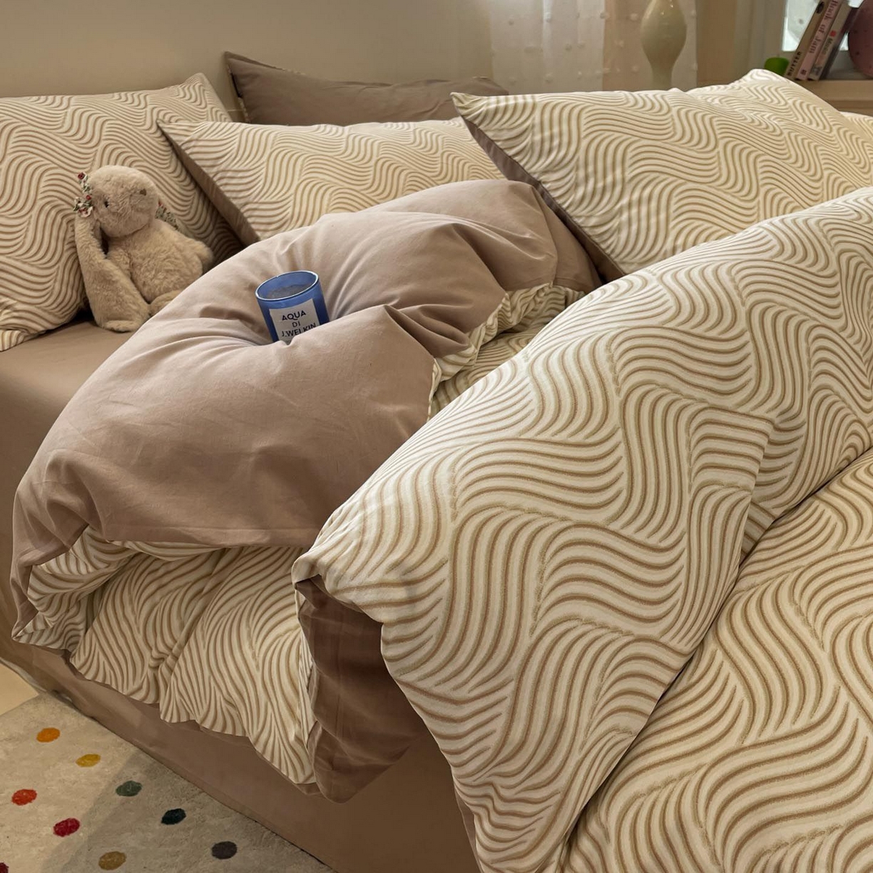 91家纺网 家纺一手货源 找家纺 涵宸家纺 2025新款全棉简约款四件套 浅忆