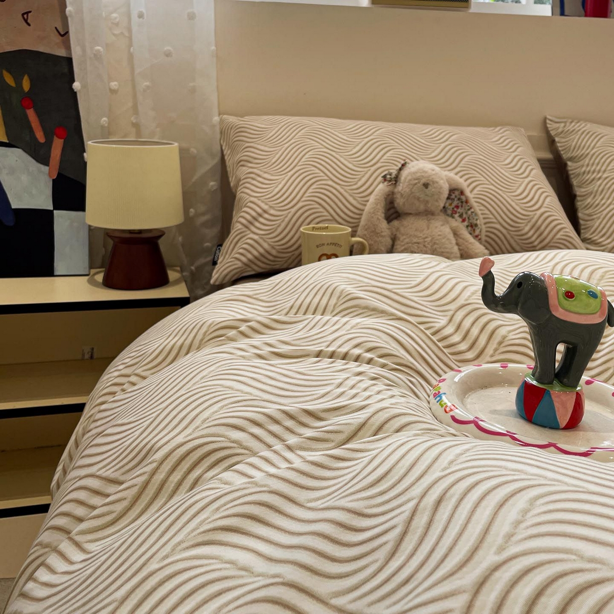 91家纺网 家纺一手货源 找家纺 涵宸家纺 2025新款全棉简约款四件套 浅忆