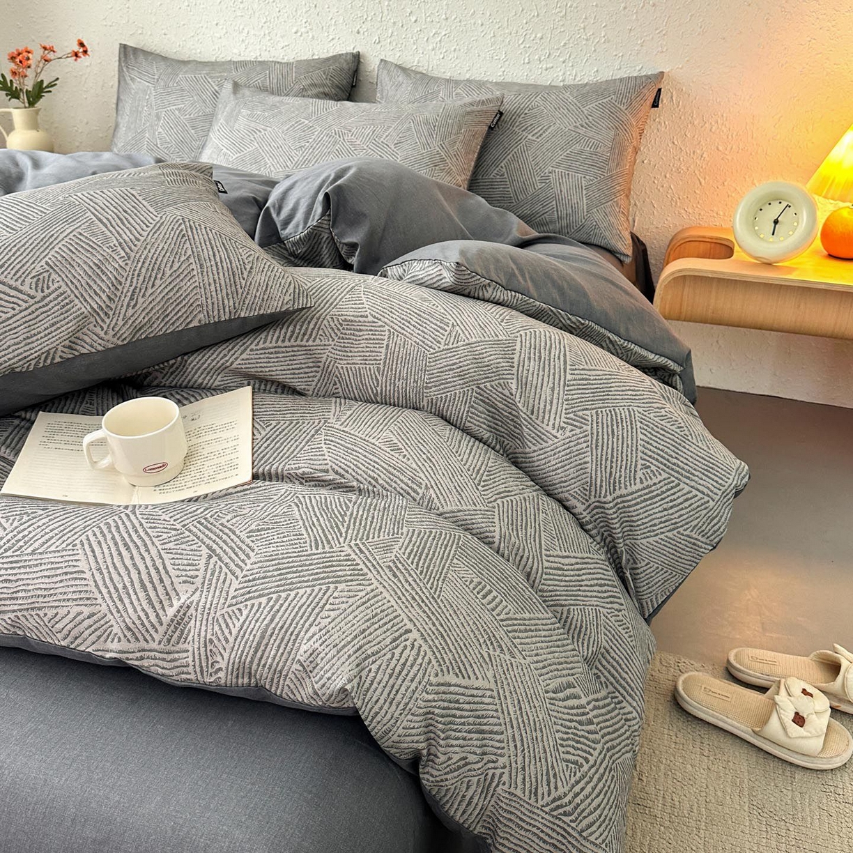 91家纺网 家纺一手货源 找家纺 涵宸家纺 2025新款全棉简约款四件套 山林