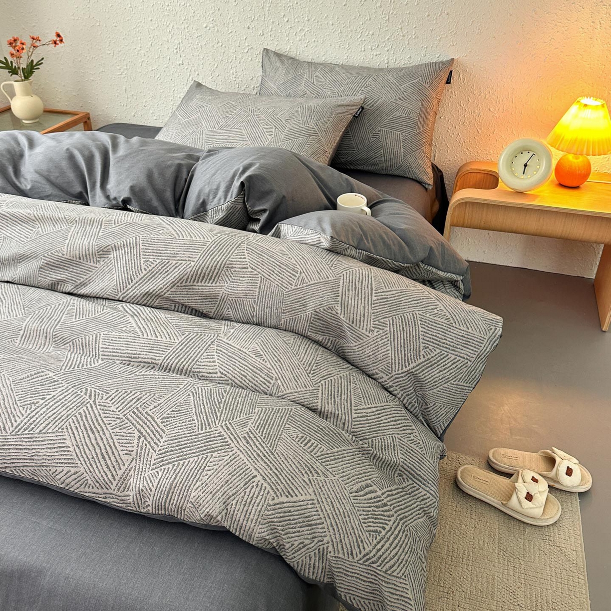 91家纺网 家纺一手货源 找家纺 涵宸家纺 2025新款全棉简约款四件套 山林