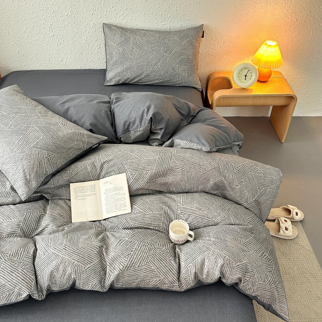 91家纺网 家纺一手货源 找家纺 涵宸家纺 2025新款全棉简约款四件套 山林