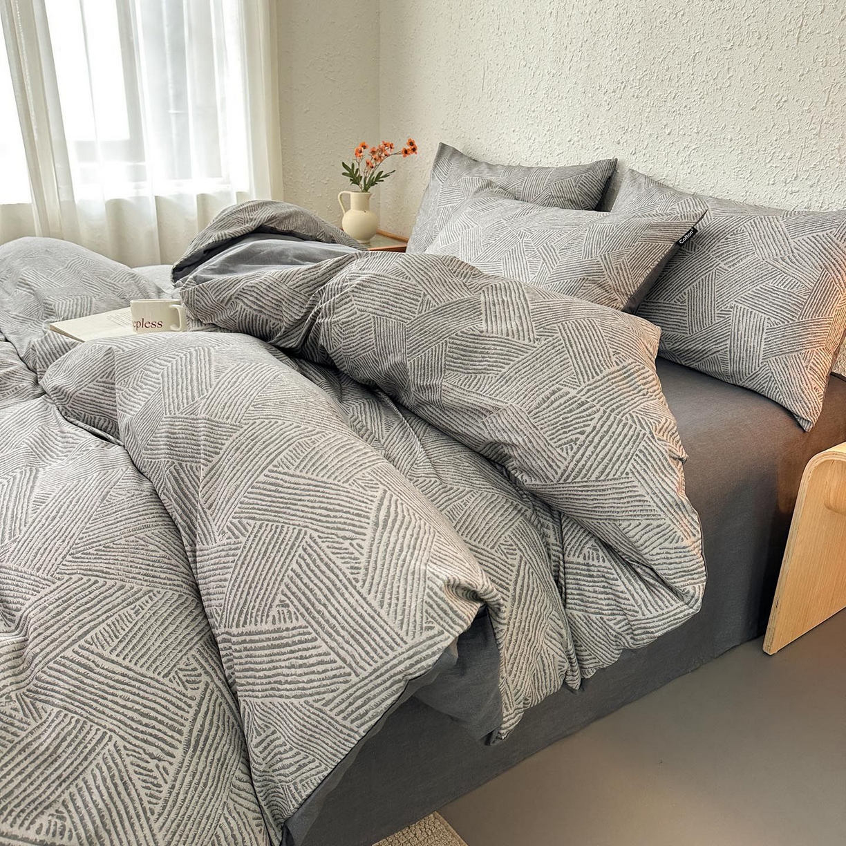 91家纺网 家纺一手货源 找家纺 涵宸家纺 2025新款全棉简约款四件套 山林