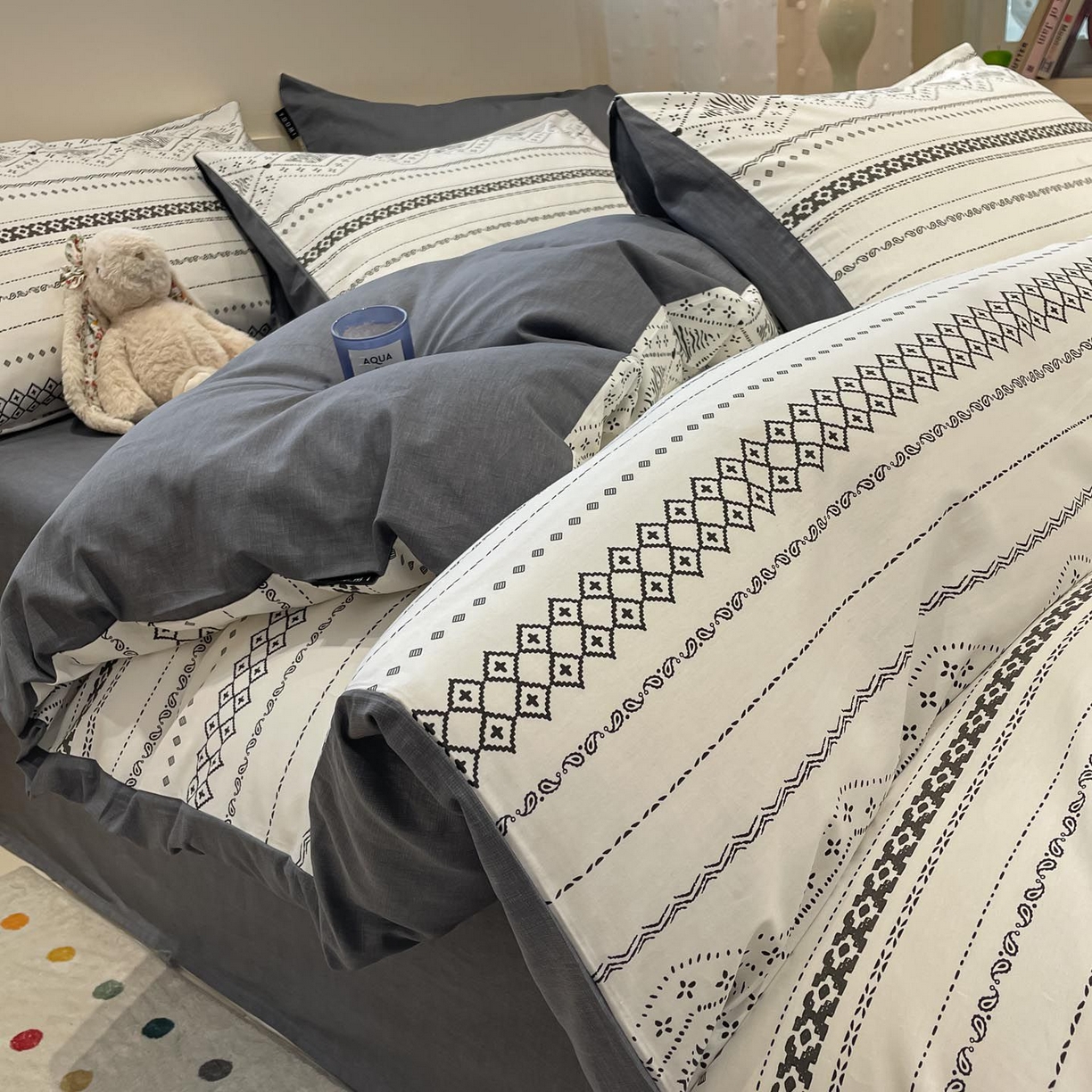 91家纺网 家纺一手货源 找家纺 涵宸家纺 2025新款全棉简约款四件套 维诺-白