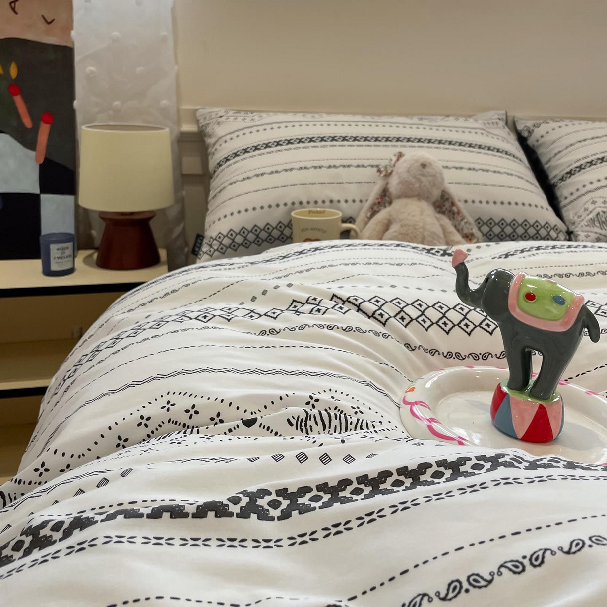 91家纺网 家纺一手货源 找家纺 涵宸家纺 2025新款全棉简约款四件套 维诺-白