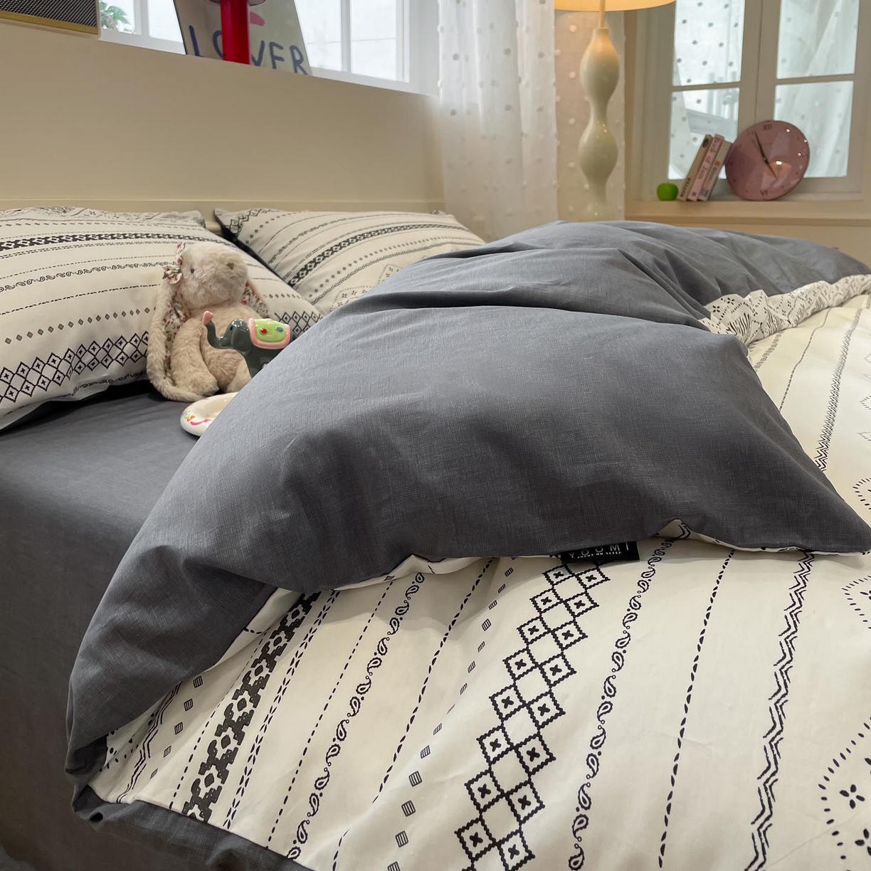 91家纺网 家纺一手货源 找家纺 涵宸家纺 2025新款全棉简约款四件套 维诺-白