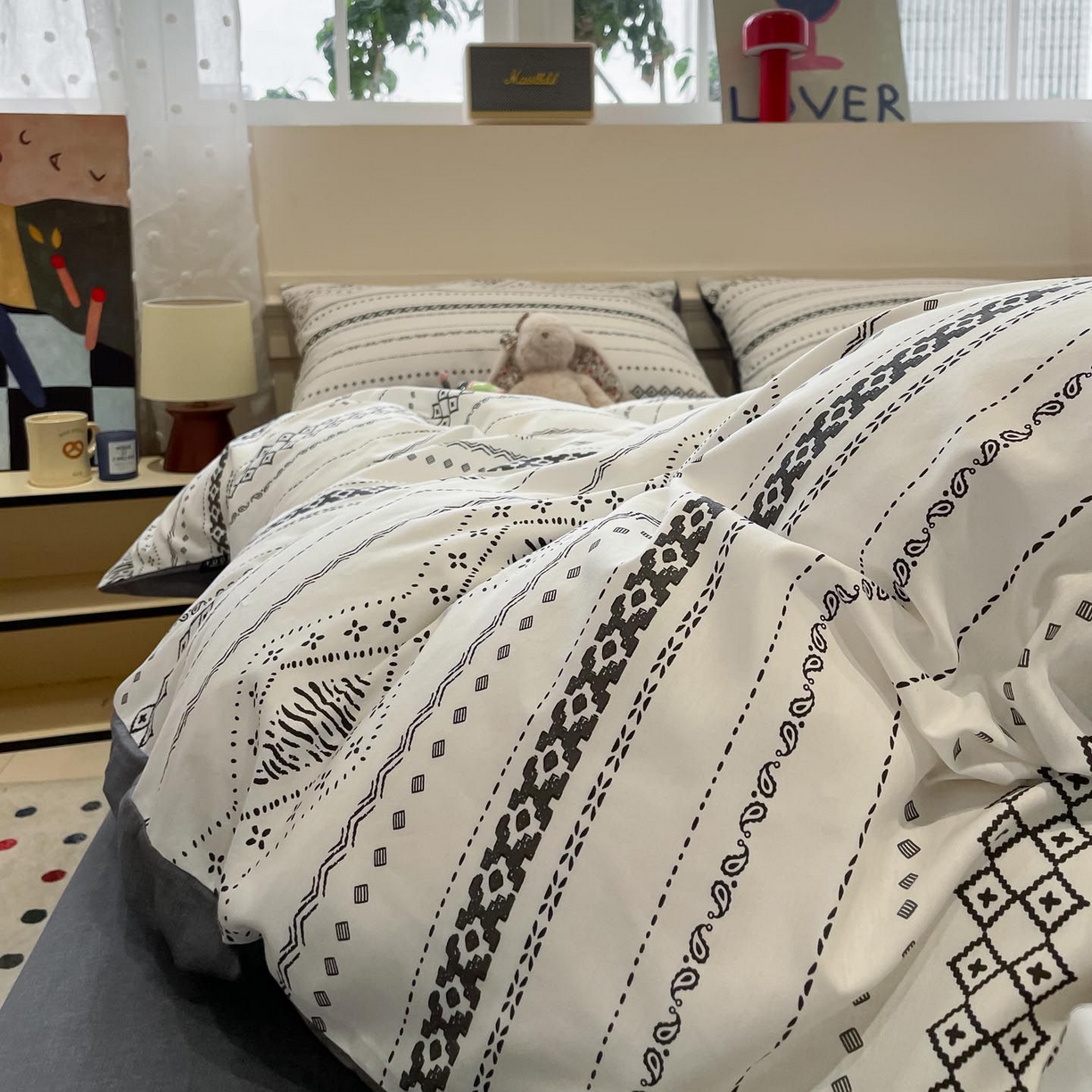 91家纺网 家纺一手货源 找家纺 涵宸家纺 2025新款全棉简约款四件套 维诺-白