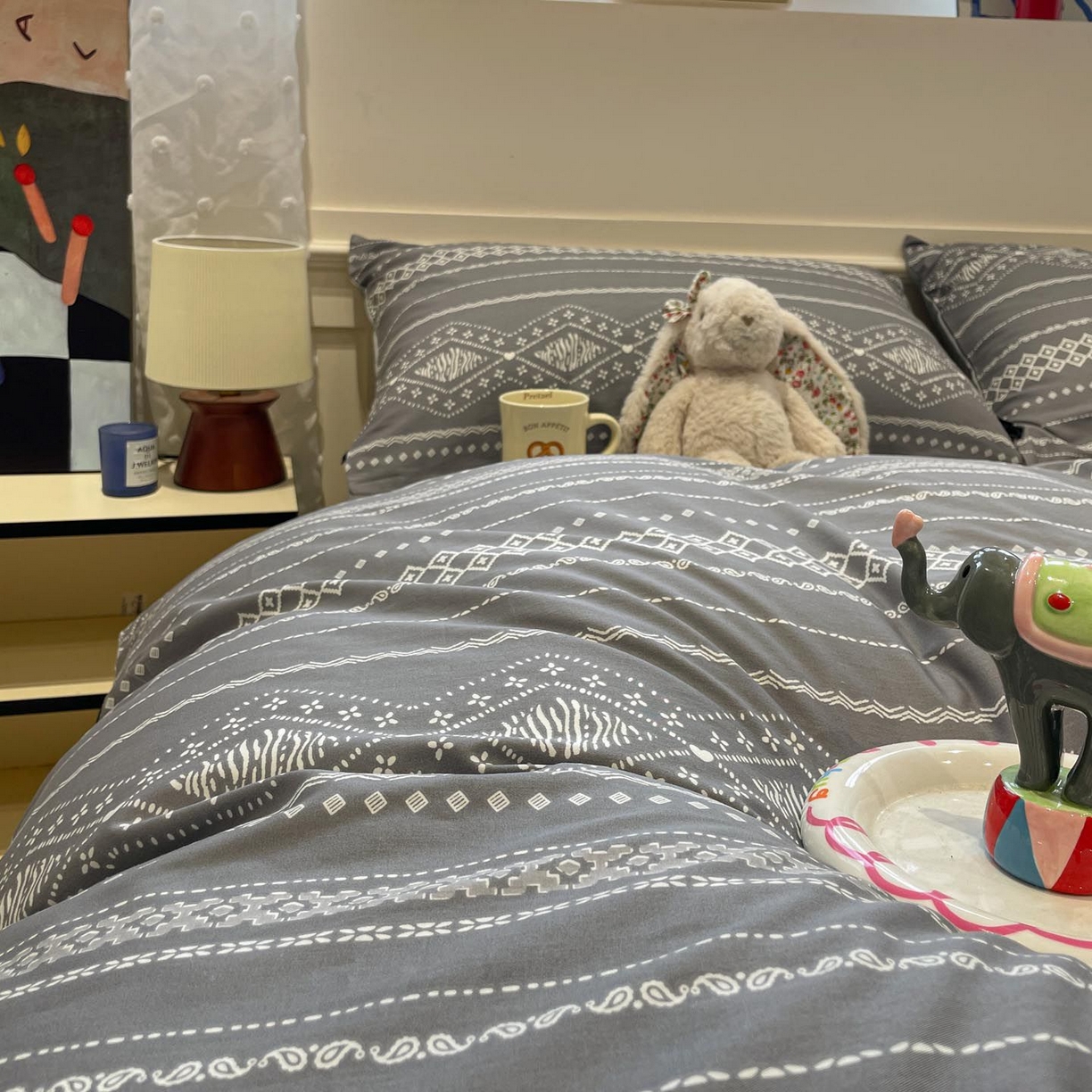 91家纺网 家纺一手货源 找家纺 涵宸家纺 2025新款全棉简约款四件套 维诺-灰