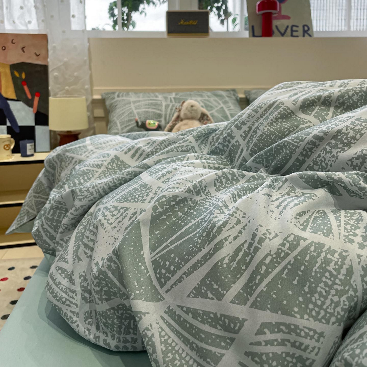 91家纺网 家纺一手货源 找家纺 涵宸家纺 2025新款全棉简约款四件套 未来矩阵