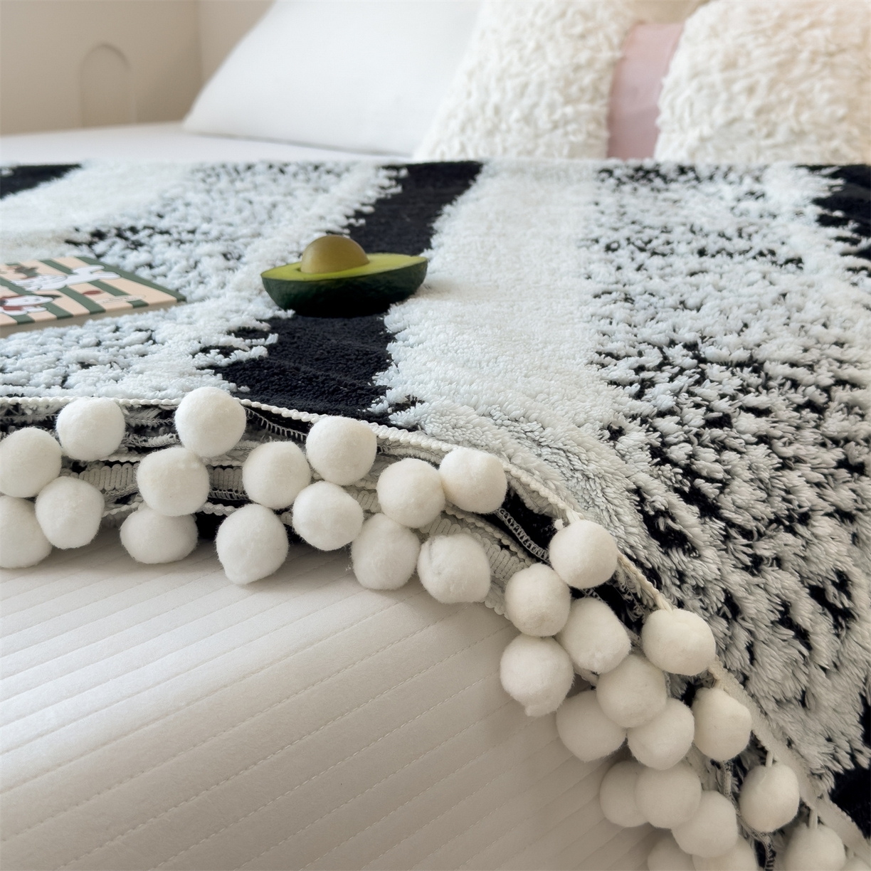 91家纺网 家纺一手货源 找家纺 （总）丝幔家纺 2025新款星绒梦语毛球多功能毛毯毯子-森语雪球